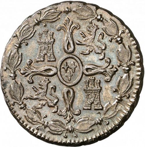 8 Maravedies Reverse Image minted in SPAIN in 1825 (1808-33  -  FERNANDO VII)  - The Coin Database