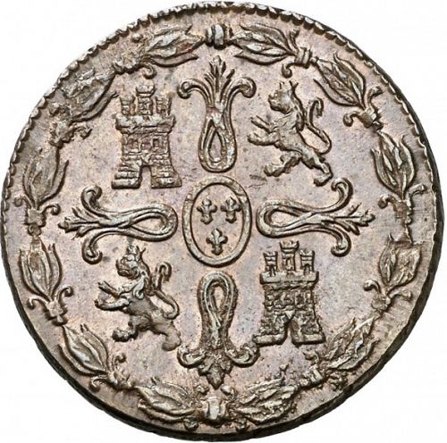 8 Maravedies Reverse Image minted in SPAIN in 1826 (1808-33  -  FERNANDO VII)  - The Coin Database