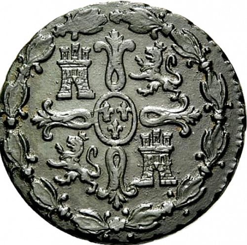 8 Maravedies Reverse Image minted in SPAIN in 1827 (1808-33  -  FERNANDO VII)  - The Coin Database