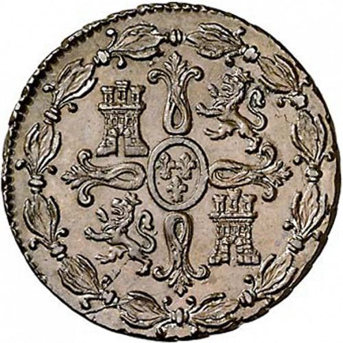 8 Maravedies Reverse Image minted in SPAIN in 1833 (1808-33  -  FERNANDO VII)  - The Coin Database