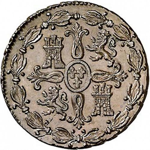 8 Maravedies Reverse Image minted in SPAIN in 1833 (1808-33  -  FERNANDO VII)  - The Coin Database