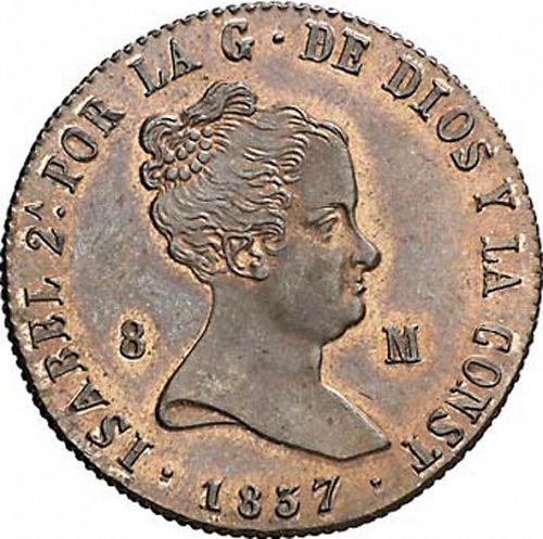 8 Maravedies Obverse Image minted in SPAIN in 1837 (1833-48  -  ISABEL II)  - The Coin Database