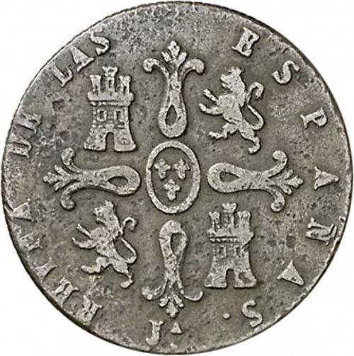 8 Maravedies Reverse Image minted in SPAIN in 1840 (1833-48  -  ISABEL II)  - The Coin Database