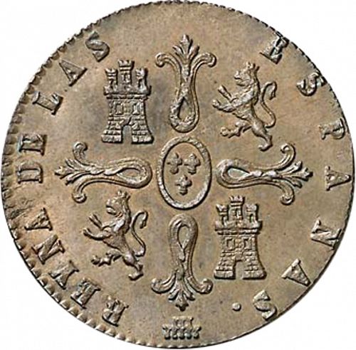 8 Maravedies Reverse Image minted in SPAIN in 1840 (1833-48  -  ISABEL II)  - The Coin Database