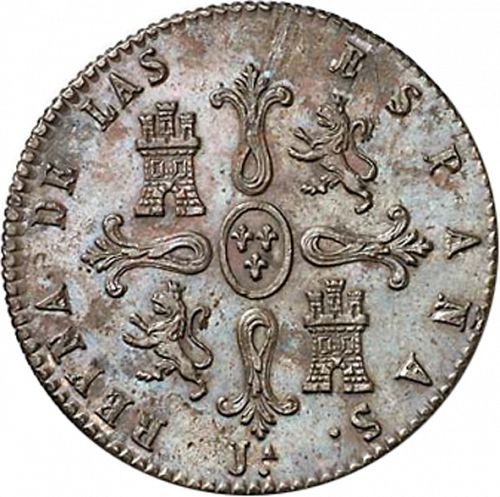 8 Maravedies Reverse Image minted in SPAIN in 1841 (1833-48  -  ISABEL II)  - The Coin Database