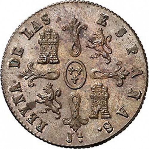 8 Maravedies Reverse Image minted in SPAIN in 1846 (1833-48  -  ISABEL II)  - The Coin Database