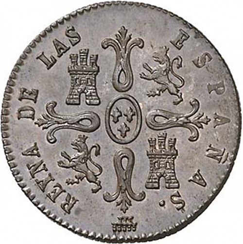 8 Maravedies Reverse Image minted in SPAIN in 1848 (1833-48  -  ISABEL II)  - The Coin Database