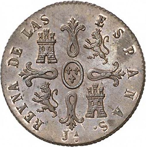 8 Maravedies Reverse Image minted in SPAIN in 1849 (1833-48  -  ISABEL II)  - The Coin Database