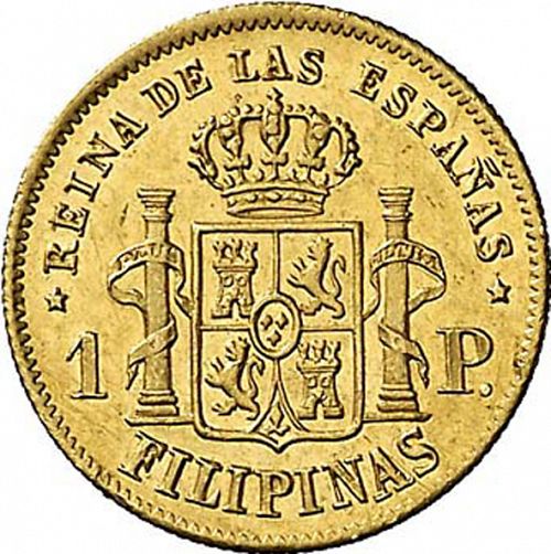 1 Peso Reverse Image minted in SPAIN in 1861 (1833-68  -  ISABEL II - Philippines)  - The Coin Database