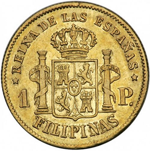 1 Peso Reverse Image minted in SPAIN in 1862 (1833-68  -  ISABEL II - Philippines)  - The Coin Database