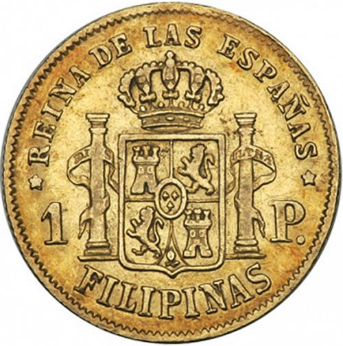 1 Peso Reverse Image minted in SPAIN in 1863 (1833-68  -  ISABEL II - Philippines)  - The Coin Database