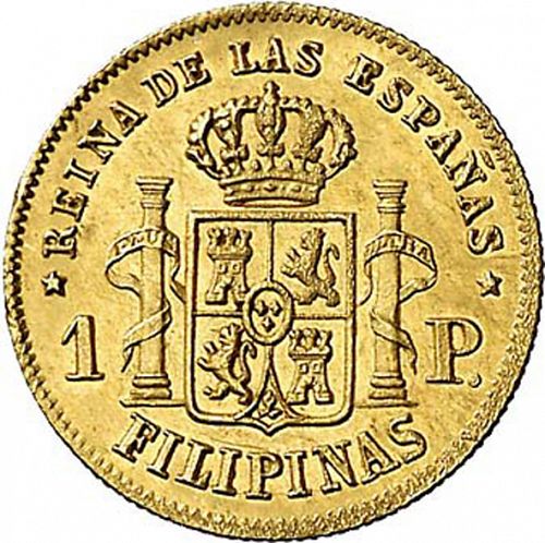 1 Peso Reverse Image minted in SPAIN in 1864 (1833-68  -  ISABEL II - Philippines)  - The Coin Database