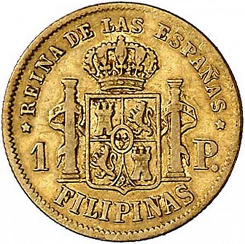 1 Peso Reverse Image minted in SPAIN in 1867 (1833-68  -  ISABEL II - Philippines)  - The Coin Database
