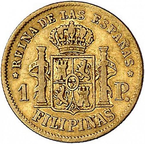 1 Peso Reverse Image minted in SPAIN in 1867 (1833-68  -  ISABEL II - Philippines)  - The Coin Database