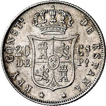 20 Centavos Peso Reverse Image minted in SPAIN in 1880 (1874-85  -  ALFONSO XII - Philippines)  - The Coin Database