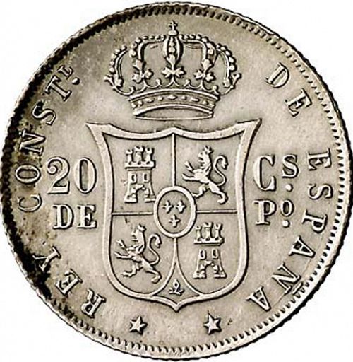 20 Centavos Peso Reverse Image minted in SPAIN in 1882 (1874-85  -  ALFONSO XII - Philippines)  - The Coin Database