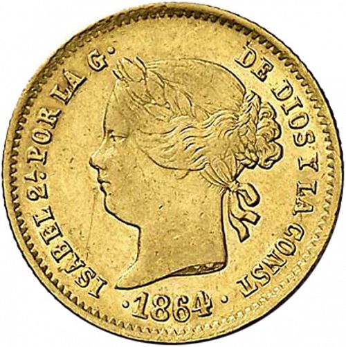2 Pesos Obverse Image minted in SPAIN in 1864 (1833-68  -  ISABEL II - Philippines)  - The Coin Database