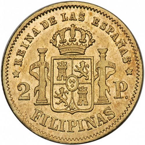2 Pesos Reverse Image minted in SPAIN in 1865 (1833-68  -  ISABEL II - Philippines)  - The Coin Database
