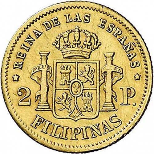 2 Pesos Reverse Image minted in SPAIN in 1866 (1833-68  -  ISABEL II - Philippines)  - The Coin Database