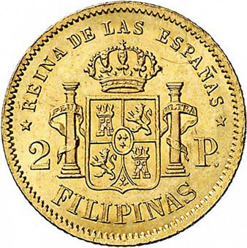 2 Pesos Reverse Image minted in SPAIN in 1868 (1833-68  -  ISABEL II - Philippines)  - The Coin Database