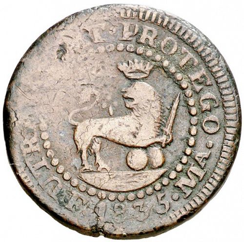 2 Cuartos Reverse Image minted in SPAIN in 1835MR (1833-68  -  ISABEL II - Philippines)  - The Coin Database