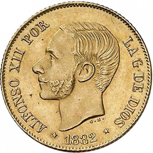 4 Pesos Obverse Image minted in SPAIN in 1882 (1874-85  -  ALFONSO XII - Philippines)  - The Coin Database