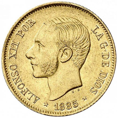 4 Pesos Obverse Image minted in SPAIN in 1885 (1874-85  -  ALFONSO XII - Philippines)  - The Coin Database