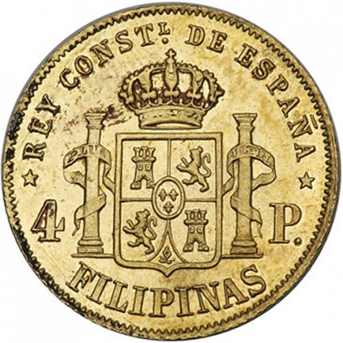 4 Pesos Reverse Image minted in SPAIN in 1880 (1874-85  -  ALFONSO XII - Philippines)  - The Coin Database