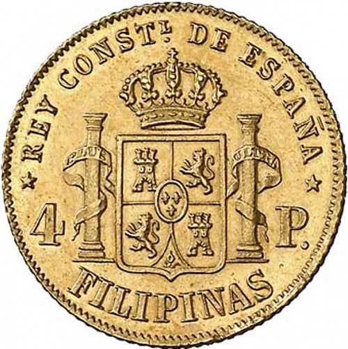 4 Pesos Reverse Image minted in SPAIN in 1882 (1874-85  -  ALFONSO XII - Philippines)  - The Coin Database