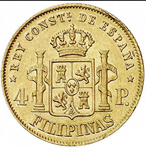 4 Pesos Reverse Image minted in SPAIN in 1885 (1874-85  -  ALFONSO XII - Philippines)  - The Coin Database