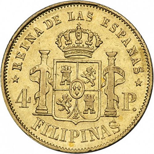 4 Pesos Reverse Image minted in SPAIN in 1861 (1833-68  -  ISABEL II - Philippines)  - The Coin Database