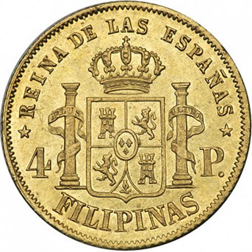 4 Pesos Reverse Image minted in SPAIN in 1862 (1833-68  -  ISABEL II - Philippines)  - The Coin Database