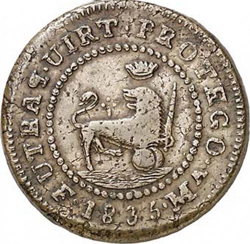 4 Cuartos Obverse Image minted in SPAIN in 1835MR (1833-68  -  ISABEL II - Philippines)  - The Coin Database