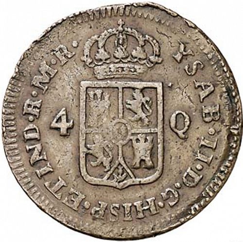 4 Cuartos Reverse Image minted in SPAIN in 1835MR (1833-68  -  ISABEL II - Philippines)  - The Coin Database