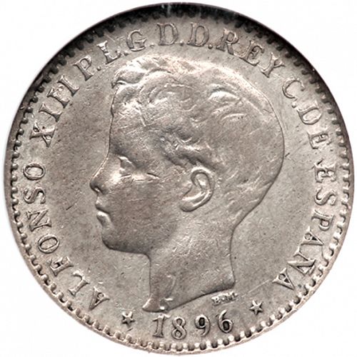 10 Centavos Peso Obverse Image minted in SPAIN in 1896 (1886-31  -  ALFONSO XIII - Puerto Rico)  - The Coin Database