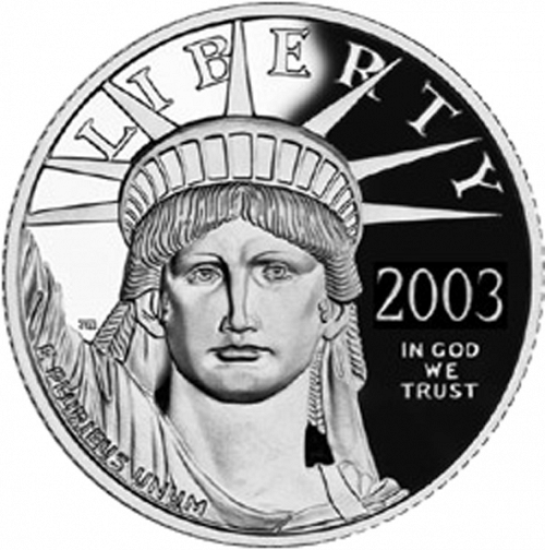 Bullion Obverse Image minted in UNITED STATES in 2003W (American Eagle -  Platinum 100$ ( Bald Eagle flying on Rocky Mountais ))  - The Coin Database