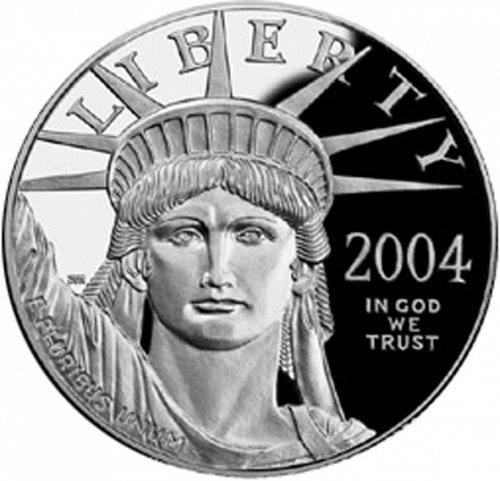Bullion Obverse Image minted in UNITED STATES in 2004W (American Eagle -  Platinum 100 $ ( Sculpture 