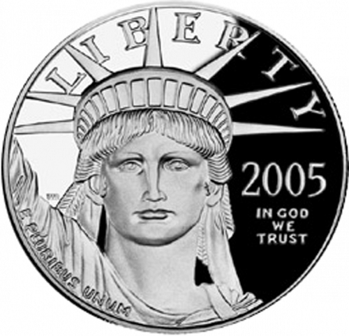Bullion Obverse Image minted in UNITED STATES in 2005W (American Eagle -  Platinum 100 $ ( Heraldic Eagle ))  - The Coin Database