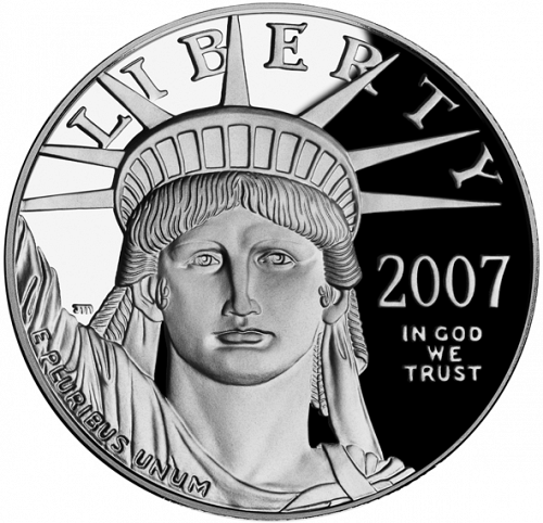 Bullion Obverse Image minted in UNITED STATES in 2007W (American Eagle -  Platinum 100 $ ( Executive Branch ))  - The Coin Database