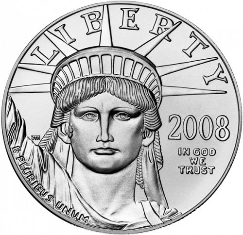 Bullion Obverse Image minted in UNITED STATES in 2008 (American Eagle -  Platinum 100 $)  - The Coin Database