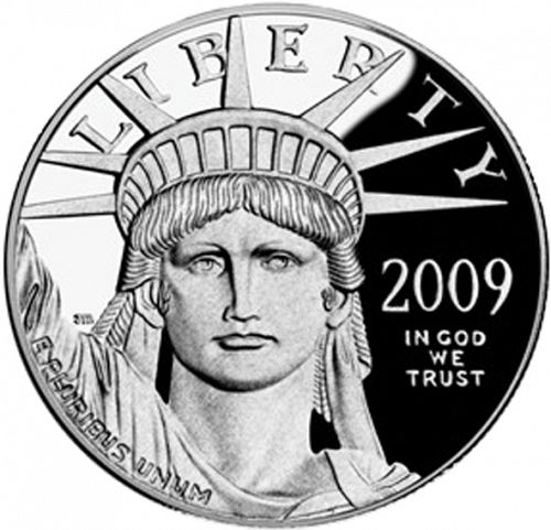 Bullion Obverse Image minted in UNITED STATES in 2009W (American Eagle -  Platinum 100 $ ( To form a more perfect union ))  - The Coin Database