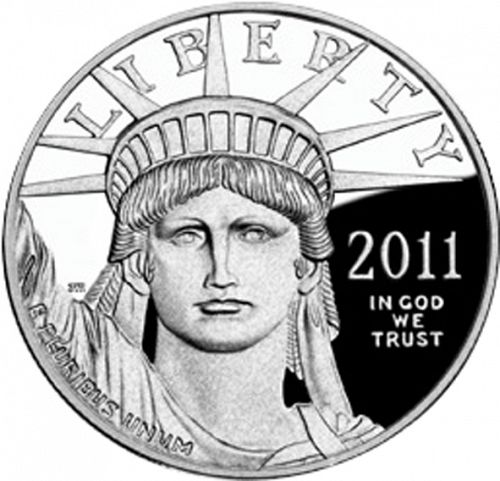 Bullion Obverse Image minted in UNITED STATES in 2011W (American Eagle -  Platinum 100 $ ( To insure Domestic Tranquility ))  - The Coin Database