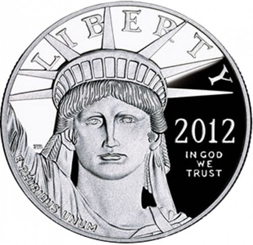 Bullion Obverse Image minted in UNITED STATES in 2012W (American Eagle -  Platinum 100 $ ( To provide for the common Defence ))  - The Coin Database