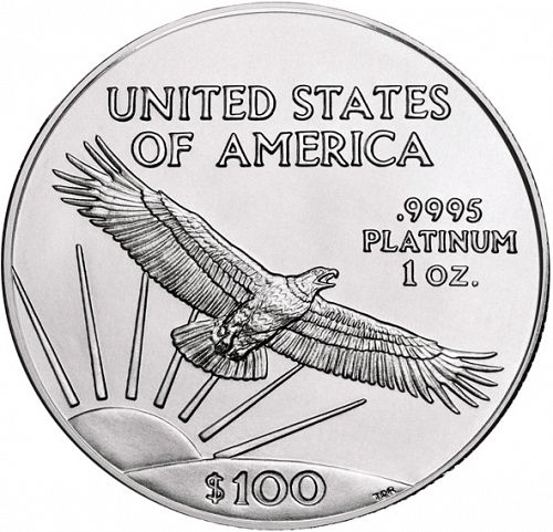 Bullion Reverse Image minted in UNITED STATES in 1997 (American Eagle -  Platinum 100 $)  - The Coin Database