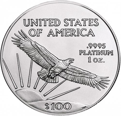 Bullion Reverse Image minted in UNITED STATES in 2002 (American Eagle -  Platinum 100 $)  - The Coin Database