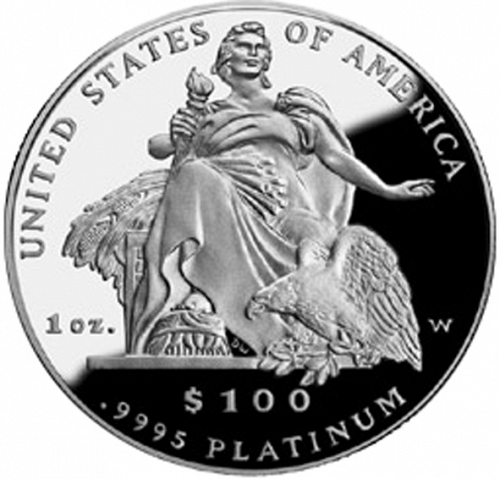 Bullion Reverse Image minted in UNITED STATES in 2004W (American Eagle -  Platinum 100 $ ( Sculpture 