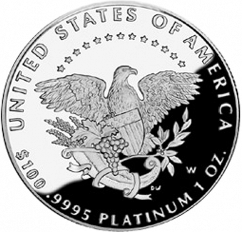 Bullion Reverse Image minted in UNITED STATES in 2005W (American Eagle -  Platinum 100 $ ( Heraldic Eagle ))  - The Coin Database