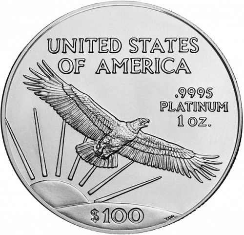 Bullion Reverse Image minted in UNITED STATES in 2008 (American Eagle -  Platinum 100 $)  - The Coin Database