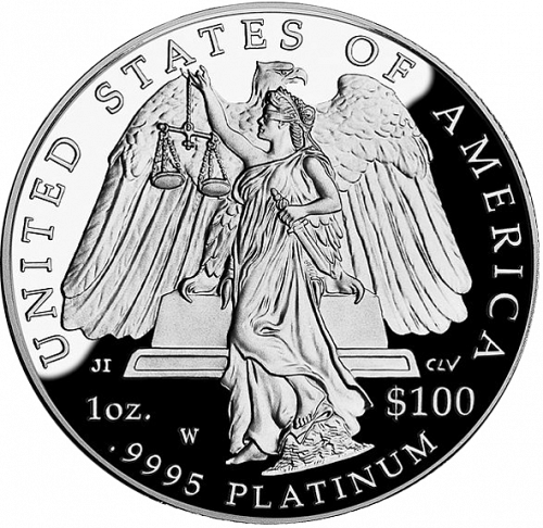 Bullion Reverse Image minted in UNITED STATES in 2008W (American Eagle -  Platinum 100 $ ( Judicial Branch ))  - The Coin Database