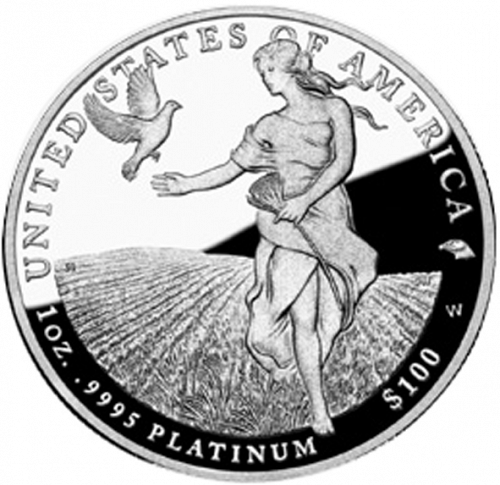 Bullion Reverse Image minted in UNITED STATES in 2011W (American Eagle -  Platinum 100 $ ( To insure Domestic Tranquility ))  - The Coin Database